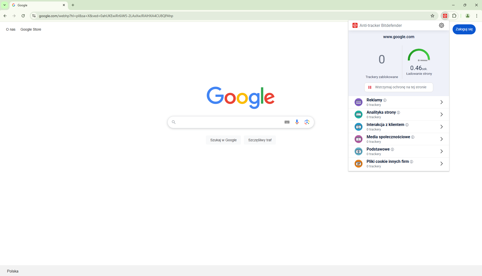 Bitdefender w Google Chrome